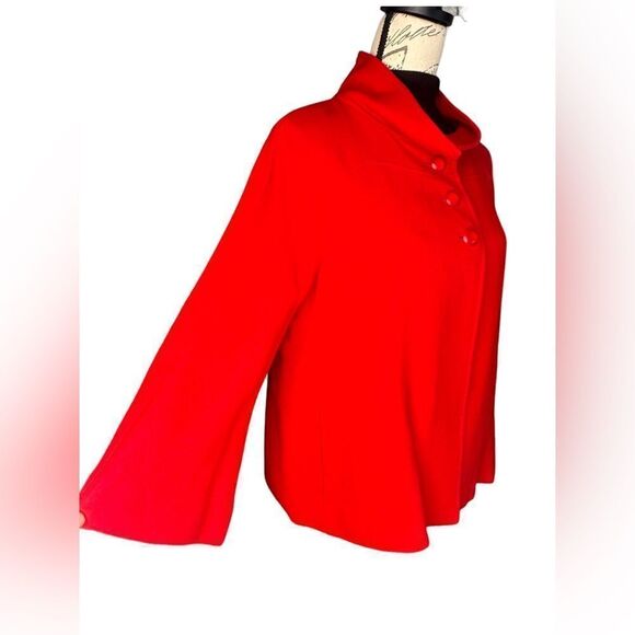 Randy Kemper wool blend red three button jacket NWT size 12 pockets 3/4 Sleeves - Picture 4 of 13